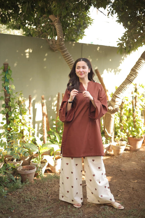 Cocoa Ease Set Embroidered - Chocolate Brown