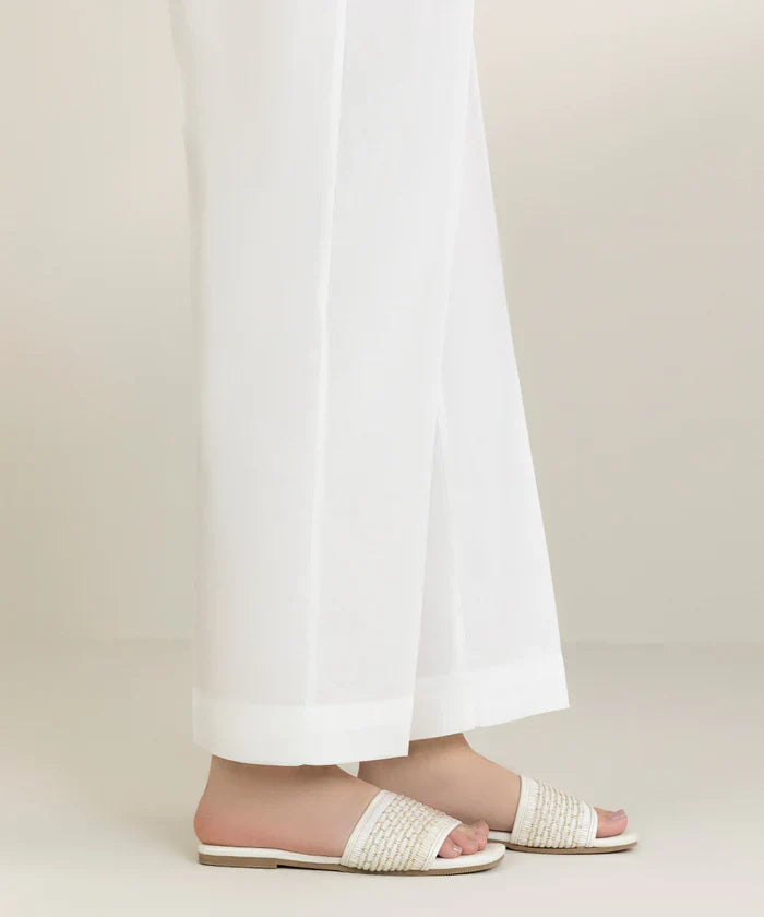Solid Cotton Straight Trouser