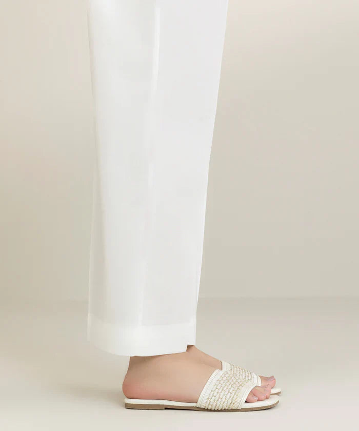 Solid Cotton Straight Trouser