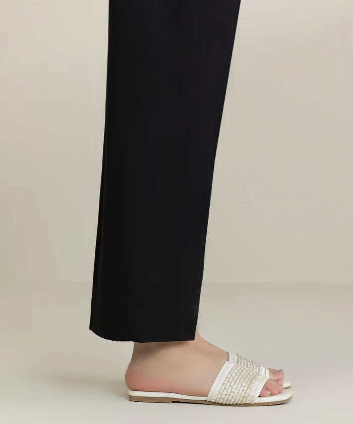Solid Cotton Straight Trouser