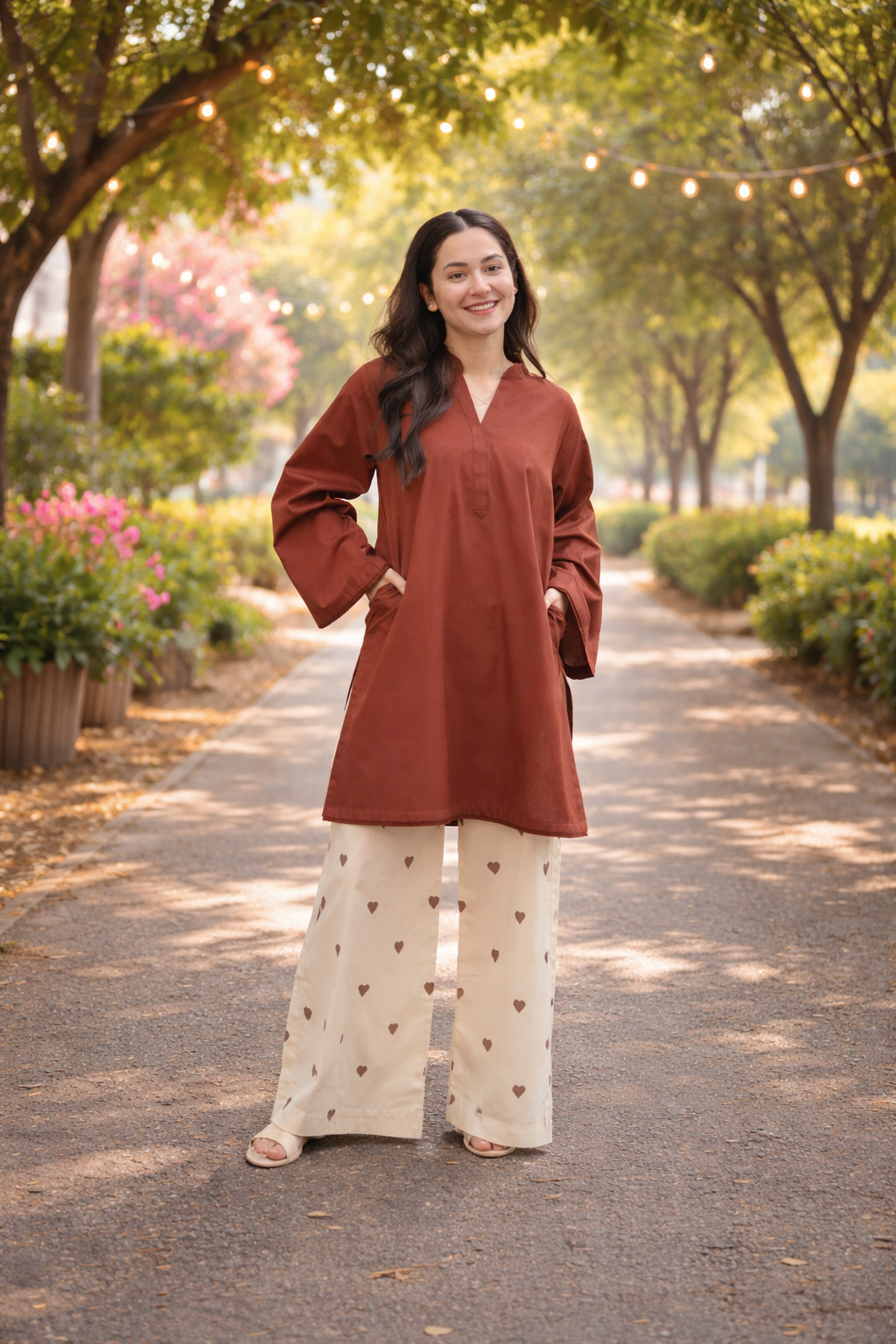 Cocoa Ease Set Embroidered - Chocolate Brown